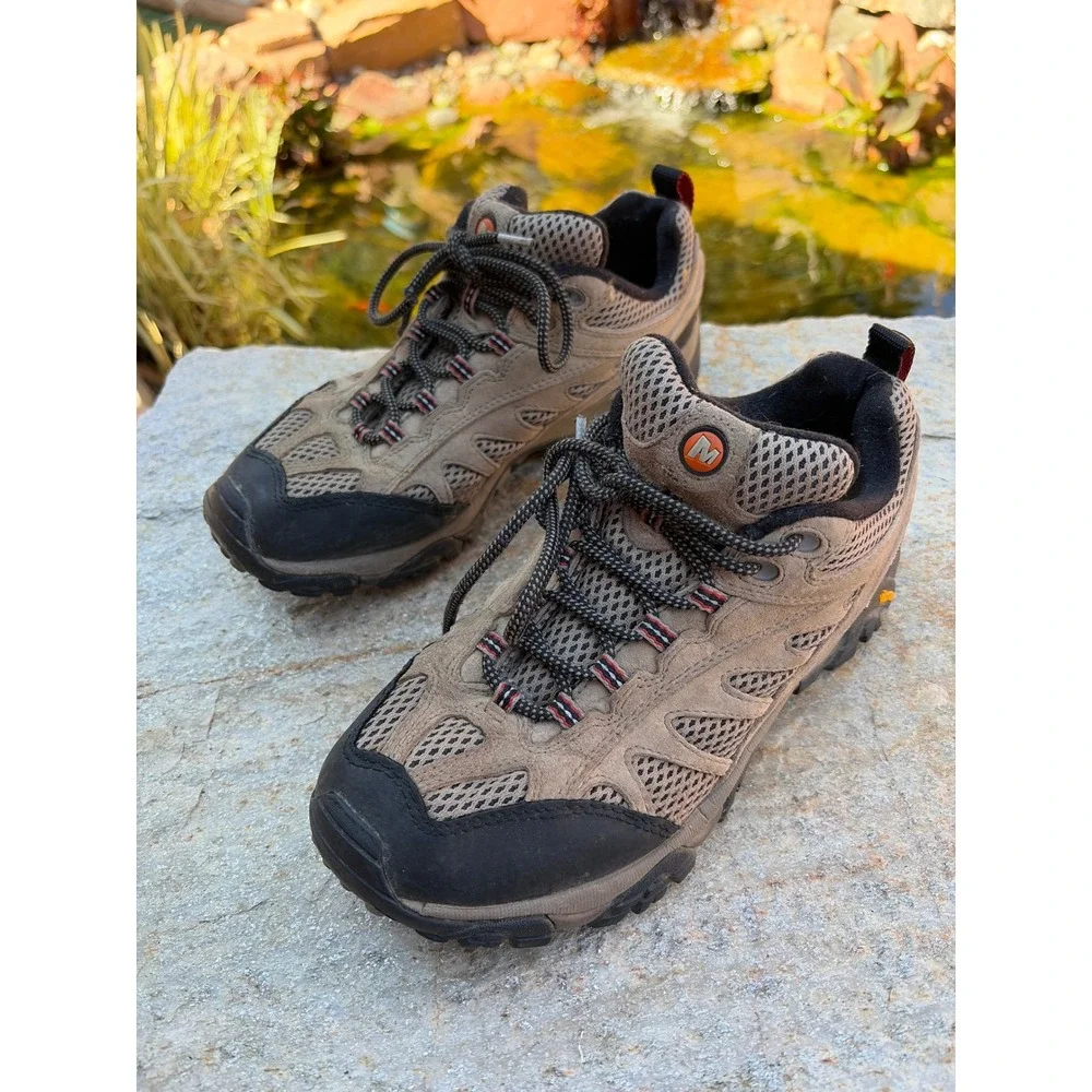 Merrell Moab Continuum Hiking Shoes Mens 7 Brown Low Top Vibram J86323